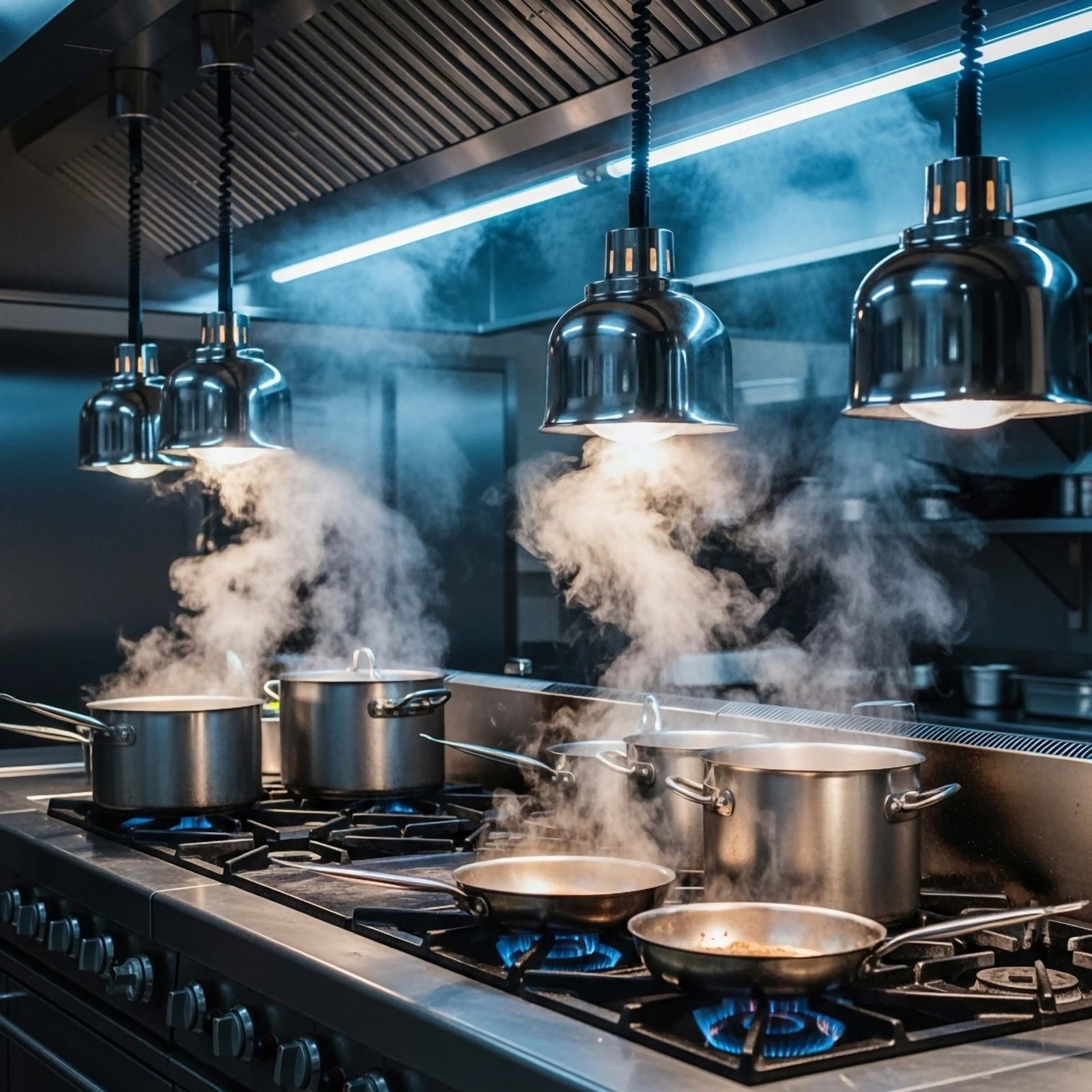 Commercial kitchen with fire suppression system